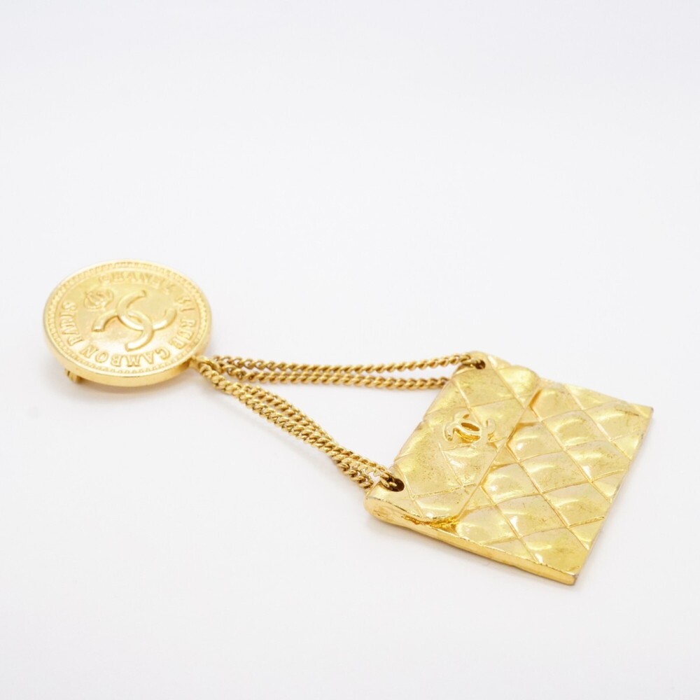 CHANEL Authentic Gold Logo Brooch - Picture 2 of 7